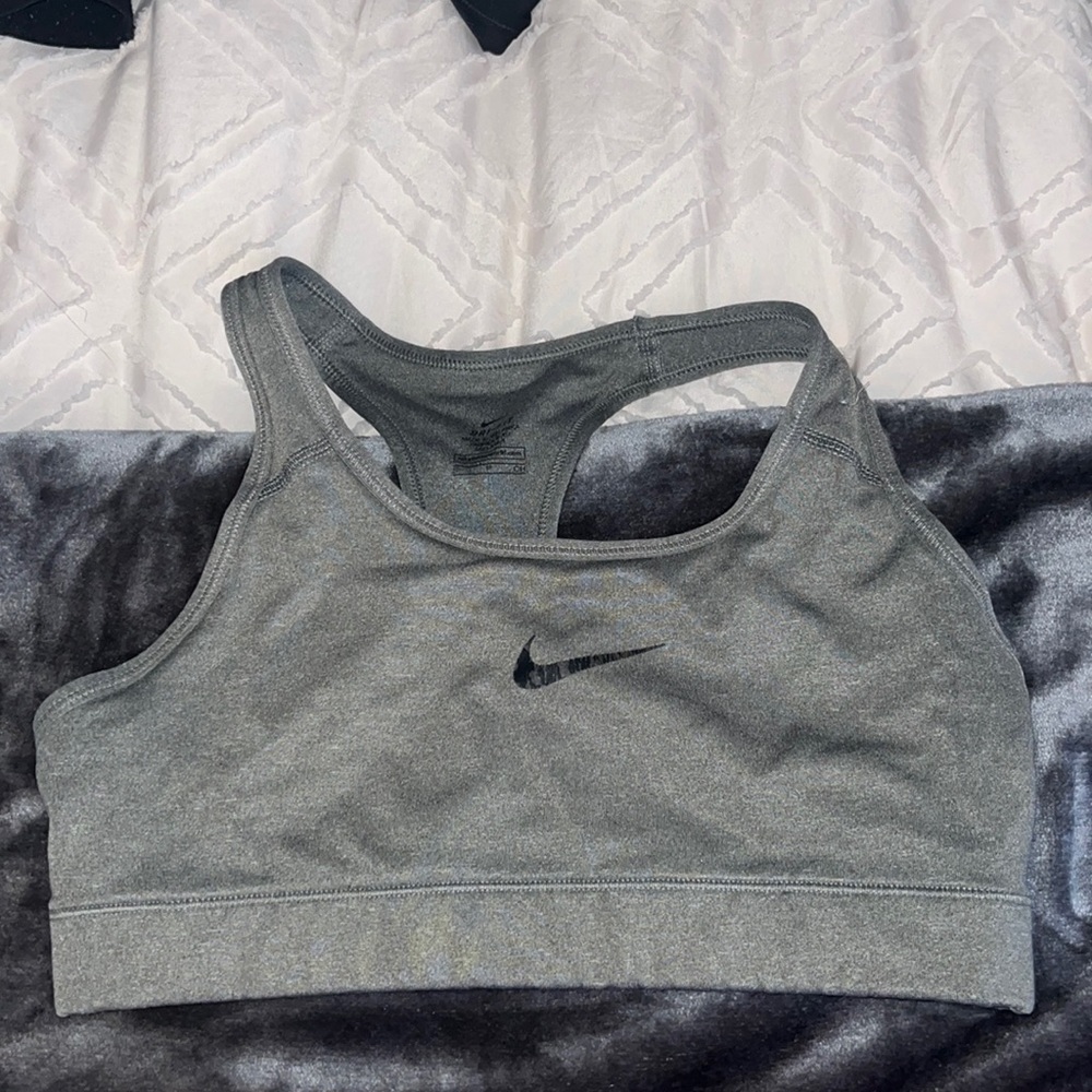 Gray nike sports bra